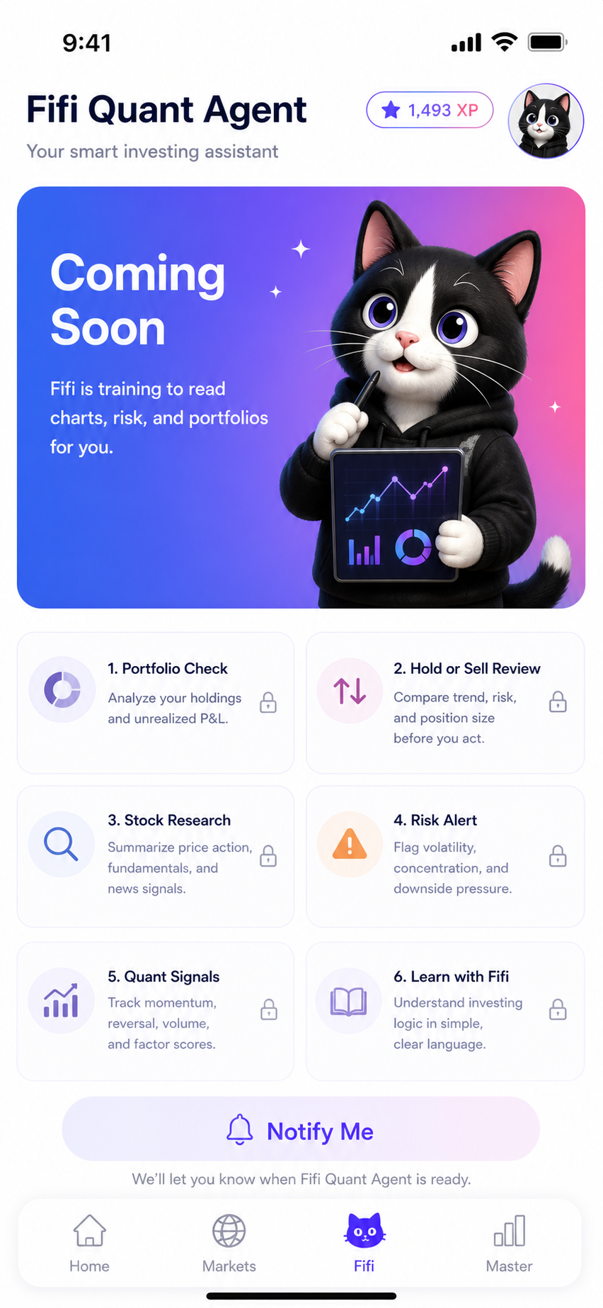 Fifi Quant Agent — Coming Soon app screen